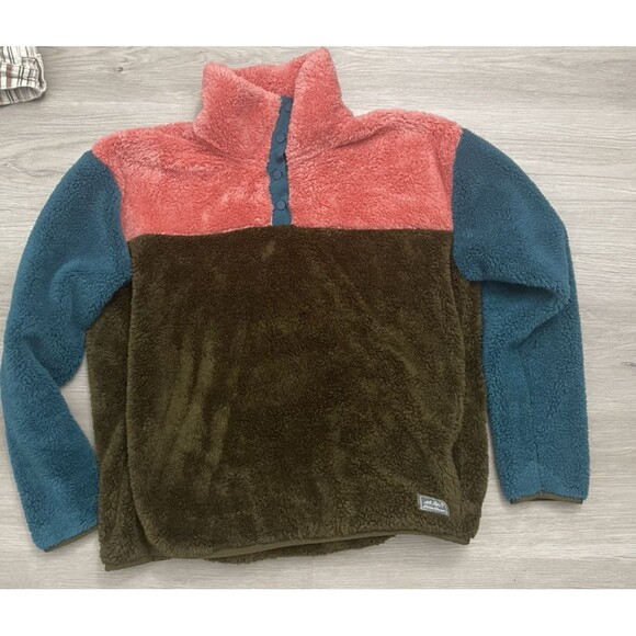 Eddie Bauer Colorblock Fleece 1/4 Snap Pullover Jacket Sweatshirt Women XL Cozy - Picture 1 of 7